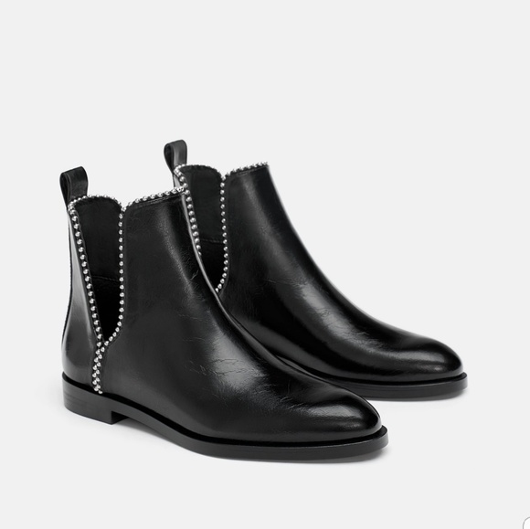 Zara Flat Ankle Boots With Openings - Picture 3 of 9